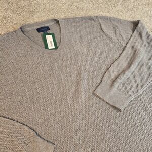 Fairlane Chevron V-Neck Heathered‎ Gray Cotton Wool Sweater Men's Size XXL